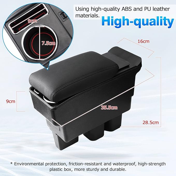 Autorder Center Console Storage Box for Suzuki Jimny JB64W/JB74W 2018-2025 Accessories Armrest Box Replacement with Cup Holder Insert
