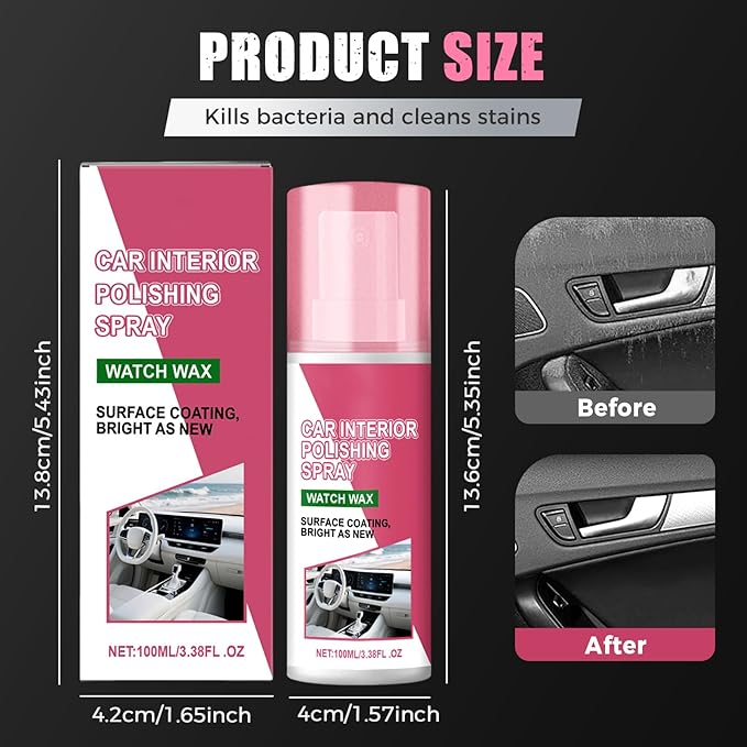 Car Polishing Cleaner Interior, 2026 New Multipurpose Car Interior Cleaner, Car Dashboard Polish, Portable Interior Detailer Spray, Vehicle Interior Polishing Cleaner for Drivers (1)