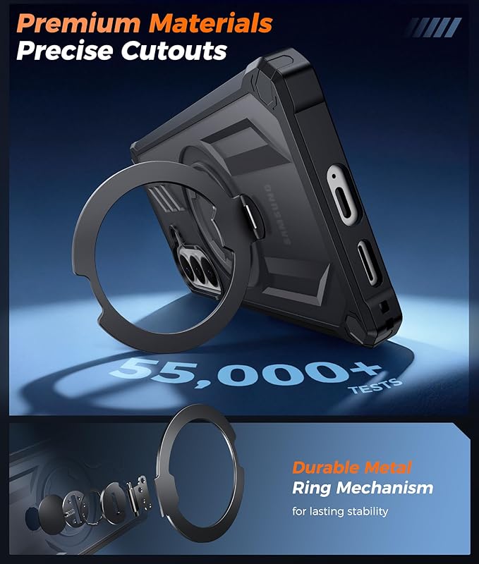 FNTCASE for Samsung Galaxy S26+ Plus Case: Magnetic Phone Case with Ring Kickstand | Screen Protector Heavy Duty Military Grade Protection Drop Proof Protective for S26 Plus 6.9 Translucent Black