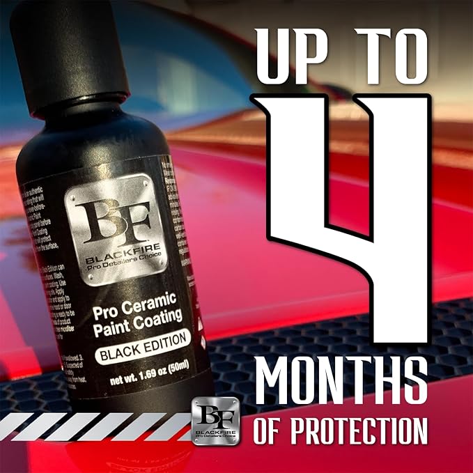 Blackfire Pro Ceramic Paint Coating Black Edition | 9H Formula for Maximum Durability | 5 Years Protection, Water Sheeting & Brilliant Shine | Safe on Vinyl Wraps & PPFs | BF-190 | 50 ml