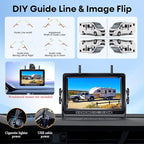 Wireless RV Backup Camera 7-inch for Trailer: Easy Setup Solar RV Rear View Camera with Recording - 4 Channels Strong Magnetic HD 1080P Long-Battery Life for Camper, Truck, Fifth Wheel