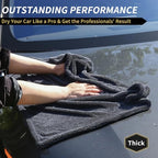 1200GSM Microfiber Car Drying Towel, Double-Twist Loop, Ultra-Absorbent, Quick-Dry, Lint- & Streak-Free, Scratch-Safe, for Car Wash & Detailing (1 Pack) (Dark Grey, 16" x 24")