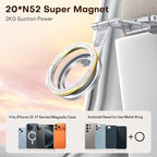 OMOTON TP02 360°Rotating for MagSafe Tripod Mount, Adjustable Aluminum Magnetic Phone Tripod for iPhone 17/16/15/14 Pro Max Air, Foldable Cell Phone Stand Fits Vlog, Gym, Travel Essentials, Silver