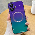 Guppy Compatible with iPhone 16 Case Magnetic, with Full Camera Lens Protector [Compatible with MagSafe] Scratch Resistant Gradient Glass Back Cover Phone Case-Purple