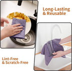 80 Pack Microfiber Cleaning Cloth Roll,Lint Free Rags & Tear Away Reusable Towels Washable Scratch,Ultra Absorbent Dish Rags(12" x 12") for Car Kitchen Home Garage-Dark Purple