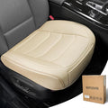 BOPUOVRE Car Seat Cover for Luxury & Comfort - PU Leather, Anti-Slip, Full Wrap Protection with Storage Pocket for Bottom Cushion - Universal Fit for 95% of Vehicles （Yellowish-White,1 Piece