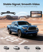 AUTO-VOX W12 Wireless Backup Camera: 5“ 1080P Dual-Channel Monitor Powered by USB Boost Cable, Easy Installation, Stable Transmission Signal, IP69K Waterproof Night Vision, for Car, SUV, Truck, Pickup