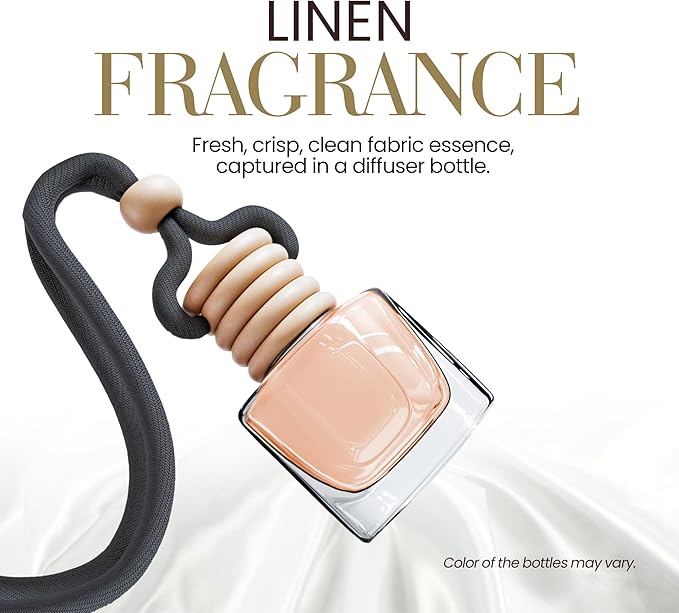 Fresh Linen Car Air Freshener | Hanging Car Freshener with Vent Clip | Long Lasting Fragrance, Slow-Release Aroma Technology, Adjustable Scent Intensity | Scented Interior Accessories by Perfa