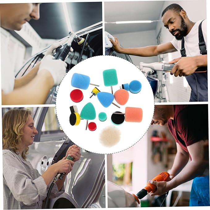Healifty 3sets Car Detailing Sponge Pads Auto Polishing Wheel Polishing Pad Kit Buffing Vehicle Polisher Equipment 16pcs*3