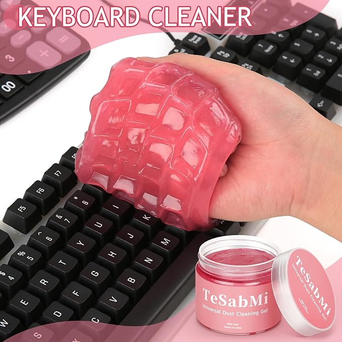TeSabMi Car Cleaning Gel Car Cleaning Putty Car Putty Car Interior Cleaner Car Slime Car Detailing Kit Car Accessories Gifts for Mother's Day Mom Men Women Stocking Stuffers Pink