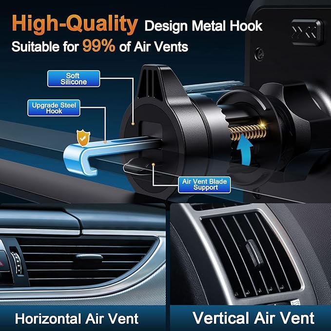 DOLYOFG Car Phone Holder Vent [Thick Cases Friendly] Phone Mount for Car Air Vent 360° Rotate Hands Free Cell Phone Holder for Car Automobile Cradle for All iPhone Android Smartphone