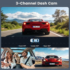 Miden 4K WiFi Dash Cam Front and Rear Inside, Free 64G SD Card, 2160P+1080P+1080P FHD 3 Channel Dash Camera for Cars, Night Vision, 24H Parking Monitor, 360° All Sides Dashcam, G-Sensor, WDR