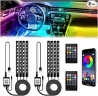 BFXM Car Interior Lights, 5V LED Strip Lights with USB Adapter, Ambient Lighting Car Accessories, App & Remote Control Music Sync Color Change Lights for Truck Car Decor (36LED Beads) -2 Set