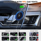 2025 Compatible with iPhone and Android Car Mount Charger for MagSafe 3-in-1 Wireless Fast Charging with Magnetic Suction Cup Mount for Windshield, Vent, or Dash, Type-C Input, 15W Output Power