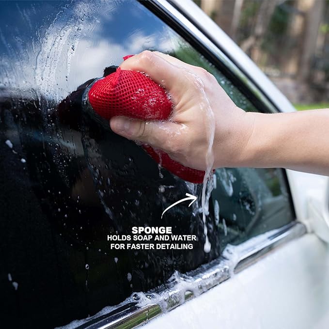 2 Pcs Fine Grade Clay Scrubber for Auto Detailing and Car Detailing, Clay Sponge Decontaminates Debris, Painted Surfaces, and Road Grime Efficiently and Easily, Enhance Gloss and Color Depth