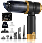 Handheld Car Vacuum Cleaner, 4-in-1 Cordless Rechargeable Mini Vacuum with Air Duster – Quickly Clean Crumbs, Pet Hair & Crevices in Car, Office, Home. Ideal for Commuters & Office Workers (Gold)