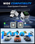 Wireless CarPlay Adapter - 1-Click Multi-Device Switch for Family Rides, Fast Auto Reconnect, CarPlay & Android Auto, iOS 10+/Android 11+, Multifunctional Button, OTA Upgrade