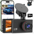 Dash Camera for Cars, 2.5K Dual Dash Cam Front and Rear W/ 64GB Card,3"IPS Screen Car Cam Built-in 5G WIFI,Car Dash Cam with G-Sensor, Loop Recording, Night Vision, 24H Parking Monitor,170°Wide Angle