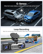 Dash Cam Front and Rear, 1080P Dash Camera for Cars, 3 Channel Car Camera Front Rear and Inside/Back with 32GB Card 5G Wireless WiFi, Loop Recording, Night Vision, HDR, G-Sensor, 24Hr Parking