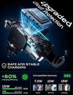 CHGeek Wireless Car Charger, 2026 Upgrade 15W Fast Charging Auto Clamping Car Phone Holder Charger, Phone Holders for car Mount, fit for iPhone 17 16 15 14 13 Mini Pro Max XR,Samsung Galaxy S26 Ultra