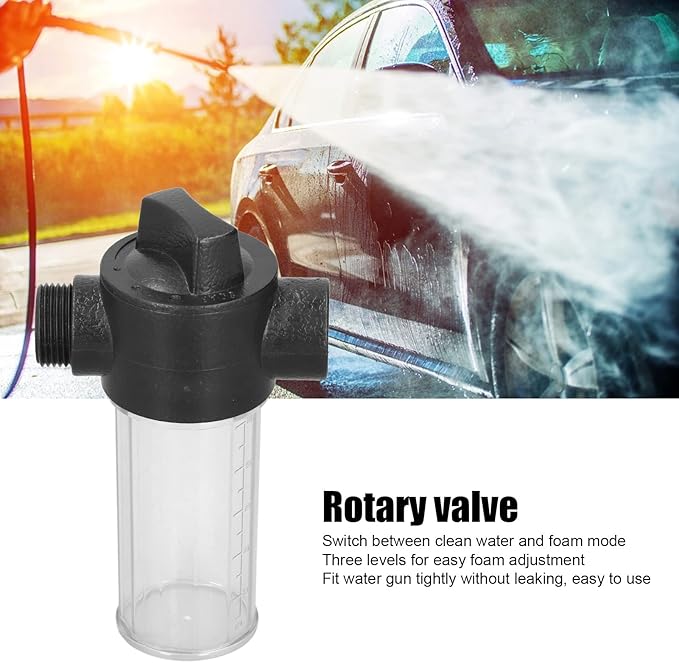 Foaming Car Wash Bottle, Water Gun Foam Garden Hose Car Washing Foamer Pot Tank, Foam Gun Soap Sprayer Hose Attachment Car Foam Gun, 100ML for Car Washing, Household Cleaning, Garden Hose