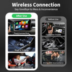 Acmount 2 in 1 Wireless Carplay Adapter & Android Auto 2026 Upgrade Wired CarPlay to Wireless, Fast Auto-Connect, Mini USB Design, Plug & Play Wireless Dongle for iPhone 6+ / Android 11+ (Lead-Gray)