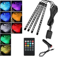 povtii Car Led Interior Lights, RBG 48 LED Multicolor Music Auto Interior Strip Light with Remote Control, Waterproof Lighting Lamp Kit Under Dash with Charger, Car Accessories (Cigarette Lighter)