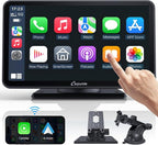 Carpuride Portable Wireless CarPlay Screen for Car- 7 Inch Car Play Screen Compatible with Android Auto and Apple CarPlay - Multimedia Player, Bluetooth, Navigation Screen for All Vehicles