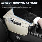 Stacool Upgraded Car Center Console Cover,Microfiber Leather Car Armrest Cover Cushion with 2 Storage Bags,Universal Car Armrest Storage Box (Light Beige)
