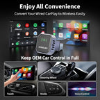 Acmount 2 in 1 Wireless Carplay Adapter & Android Auto 2026 Upgrade Wired CarPlay to Wireless, Fast Auto-Connect, Mini USB Design, Plug & Play Wireless Dongle for iPhone 6+ / Android 11+ (Lead-Gray)