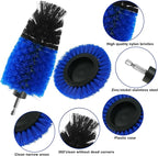 8 Pcs Drill Brush Attachment Set, Power Cleaning Scrub Brush Kit with Extend Long Attachment, All Purpose Drill Scrub Brushes for Car, Grout, Floor, Tub, Bathroom and Kitchen (Blue)