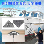 AUTODECO Boat Wash Cleaning Kit with Wet Dry Mop Collapsible Bucket Boat Scrubbing Brush Glove Boat Scuff Sponge Microfiber Towel Complete Interior Exterior Fiberglass Boat Hull Cleaning Set for Boat