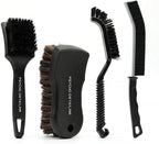 Car Cleaning Brush Set – 4-Piece Detailing Kit for Leather, Wheels & Crevices | Horsehair Interior Brush, Tire Scrub, Crevice Cleaner & Bendable Wheel Barrel Brush – Chemical-Resistant Build
