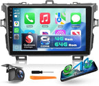 8-core 4G+64G Car Stereo for Toyota Corolla 2009-2013 with 9-Inch 1280P QLED Touchscreen 5G WiFi, Android Car Radio Carplay Android Auto BT5.1 DSP/Hi-Res Audio 5GWifi SWC GPS Backup Camera