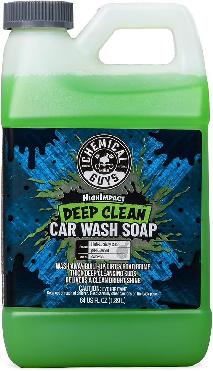 Chemical Guys High Impact Car Wash Soap, Deep Cleaning Vehicle Shampoo With Thick High Lubricity Suds, For Paint, Clear Coat, Wheels, and Exterior Surfaces - 64 Fl Oz