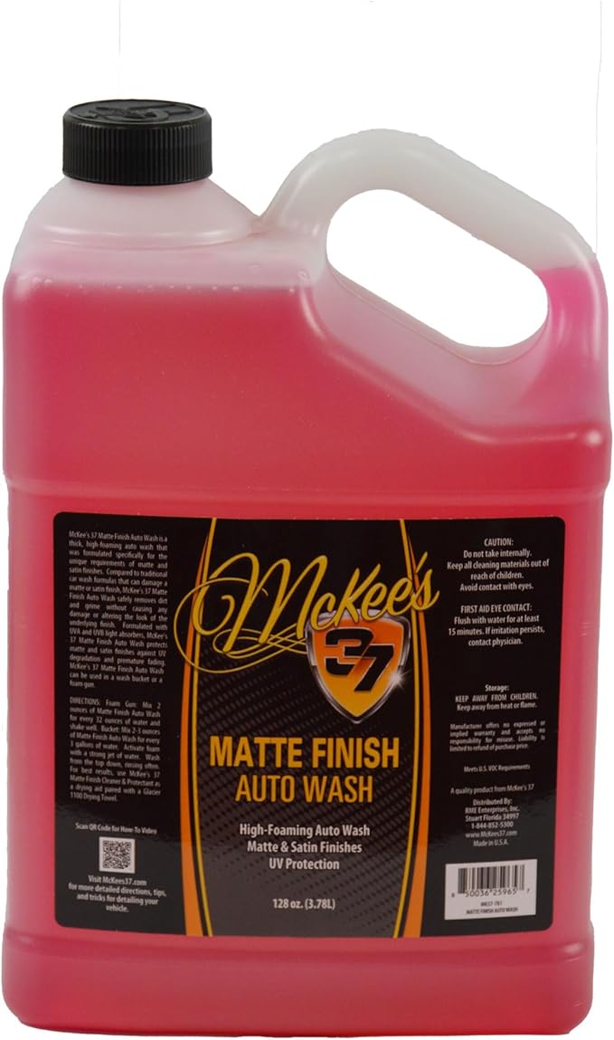 McKee's 37 Matte Finish Auto Wash (High-Foaming for Matte & Satin Finishes - Adds UV Protection | Prevents Water Spots)