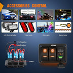 Nilight 2 Gang Rocker Switch Panel with PD Type C and USB Charger Voltmeter 12V SPST ON Off Togglr Switches Panel w/Orange Backlit Waterproof Aluminum for Boats Cars RVs Trucks
