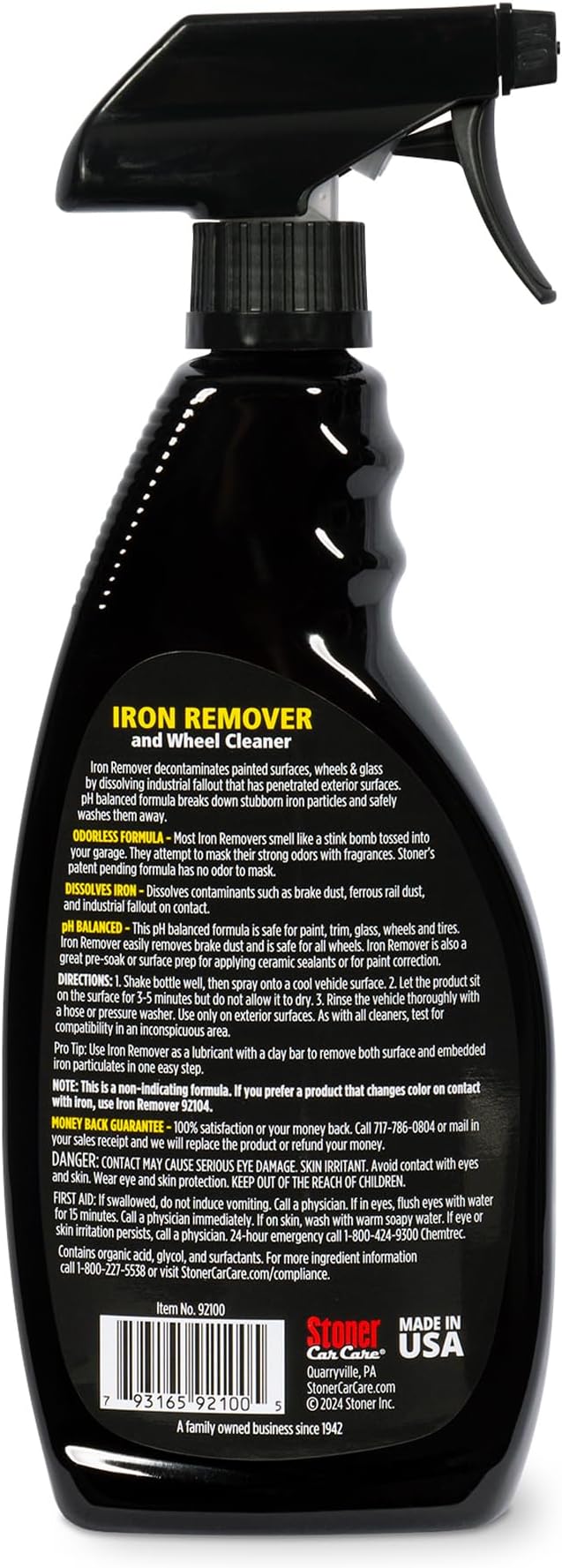 Stoner Car Care 92100 Iron Remover & Wheel Cleaner – Odorless Iron Fallout & Brake Dust Remover for Paint, Wheels & Glass – pH Balanced Rust Decontaminant – 22 fl oz