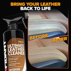 Leather Couch Cleaner - pH Neutral, Non-Toxic & Non-Greasy - Gently Removes Stains & Restores Natural Look - Safe for Car Leather Seats, Interior & Upholstery, Furniture & Sofa - 18 fl. Oz with towel