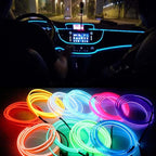 Riloer El Wire Lights for Car, Interior Neon Lights Strip Car LED Strip Light Interior for Car Garden Party Decoration, Car Ambient Lighting Kits, 2m/6.5ft Ice Blue LED