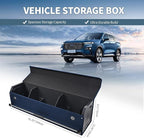 Car Trunk Organizer, Leather Trunk Organizer for Suv with Lid and Push-pull Handle Car Trunk Leather Storage Box Extra Large Cargo Storage (Blue, 41.3 x 11.4 x 12.2in)