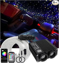 32W RGBW APP Small Size Fiber Optic Lights, Music Activated 600pcs*0.03in(9.8ft/3m) Optical Fiber Star Ceiling Light Kit for Car Headliner Star/Home