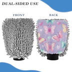 YETTASBIN Butterfly 2PCS Car Wash Mitts, Ultra Absorbent Chenille Microfiber Car Washing Gloves, Scratch-Free Lint-Free Auto Cleaning Mitt, Machine Washable Elastic Cuff Car Wash Sponge