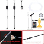 Car Interior Ambient Lighting Optic Fiber RGB 64 Colors Multicoloured Music Car Footwell Lighting Kit with Cigarette Lighter and App Microphone, 12-24V 3m