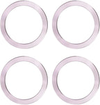 PATIKIL Universal CD Stripe Magnetic Adapter Ring, 4 Pcs Ultra-Thin Sticker Ring Adhesive Nickel-Iron Alloy for Phone Cases Holder Wireless Charging Car Mount Kit, Pink