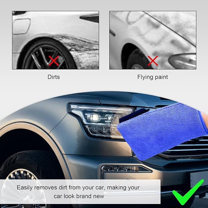 2 PCS Clay Mitt, Scratch-Free Microfiber Clay Bar Alternative Mitt Car Detailing Glove, Car Cleaning & Polishing Tool Clay Eraser Mitt for Paint Glass Wheels, Car Accessories (Blue)