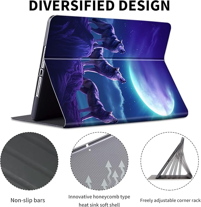 for Kindle Paperwhite Case,6" Kindle Paperwhite 4 10th Generation Case 2018 & Kindle Paperwhite Signature Edition,Leather Slim Adjustable Stand Cover Auto Wake/Sleep,Moon Blue Wolf
