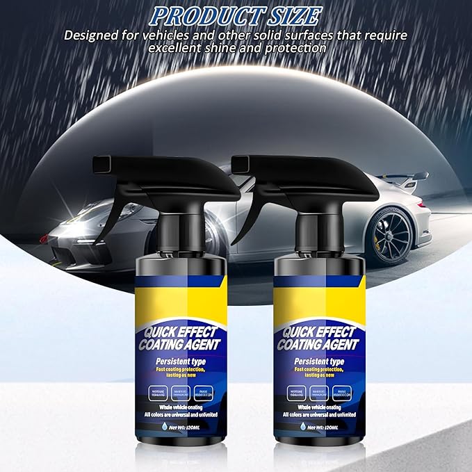 2Pcs Car Nano Coating Spray,Quick Effect Coating Agent for Car, Upgrade Advanced Car Quick-acting Coating Agent Spray, Coat Car Wax for Scratch Repair, Oil Film Removal, Long-Lasting Hydrophobic Coat