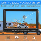 RV Backup Camera System with 7'' Quad Split 1080P Monitor for Truck Trailer Semi Camper Bus & 4 AHD Rear Side View Camera with DVR Record Function IP69 Waterproof Night Vision Avoid Blind Spot DOUXURY
