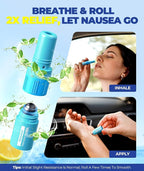 1s Fast Nausea Relief Nasal Stick With 2-in-1 Motion Sickness Ease, 100% Natural Essential Oils For Chemo & Pregnancy Nausea Relief, Non-Drowsy Travel Essentials & Cruise Essentials For Car, Airplane